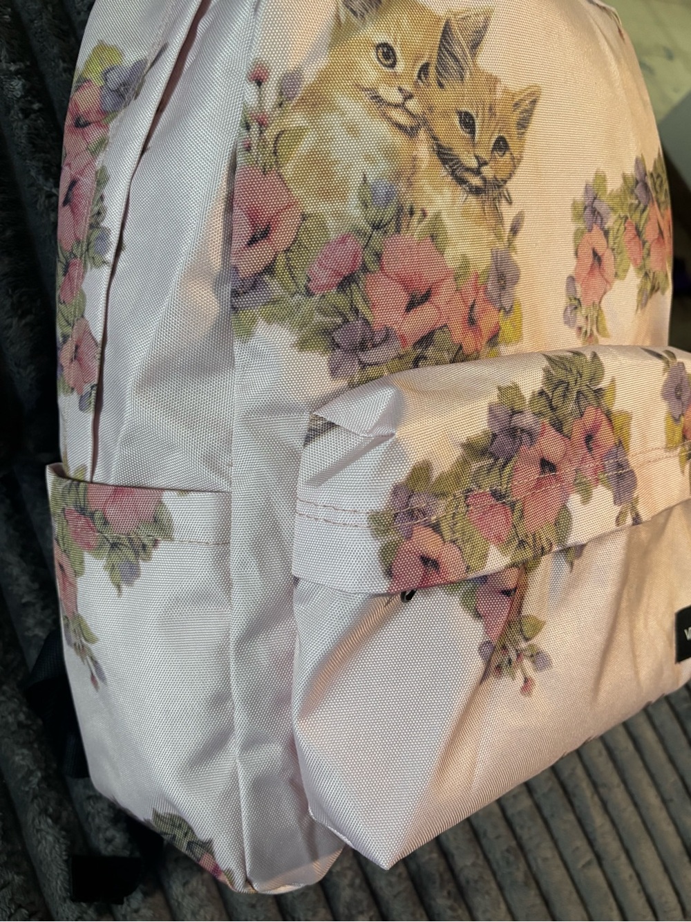 Vans old Skool Floral & Kitten Print Pink Backpack - Picture 8 of 9